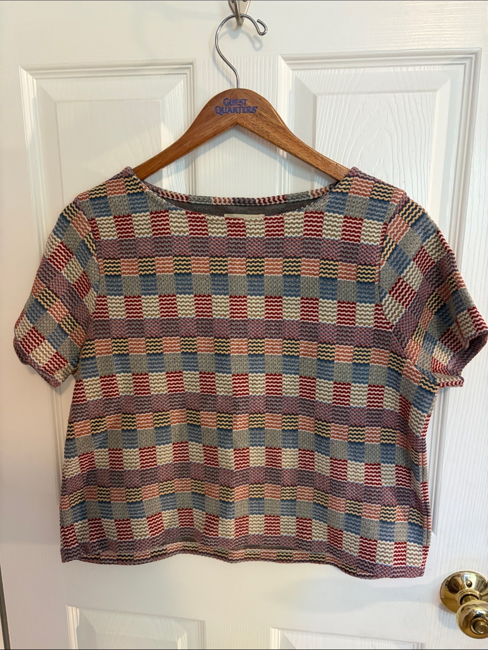 Madewell Multicolor Check Knit Short Sleeve Top